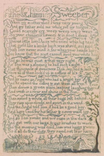 Songs of Innocence and of Experience, Plate 10, The Chimney Sweeper (Bentley 12) by William Blake